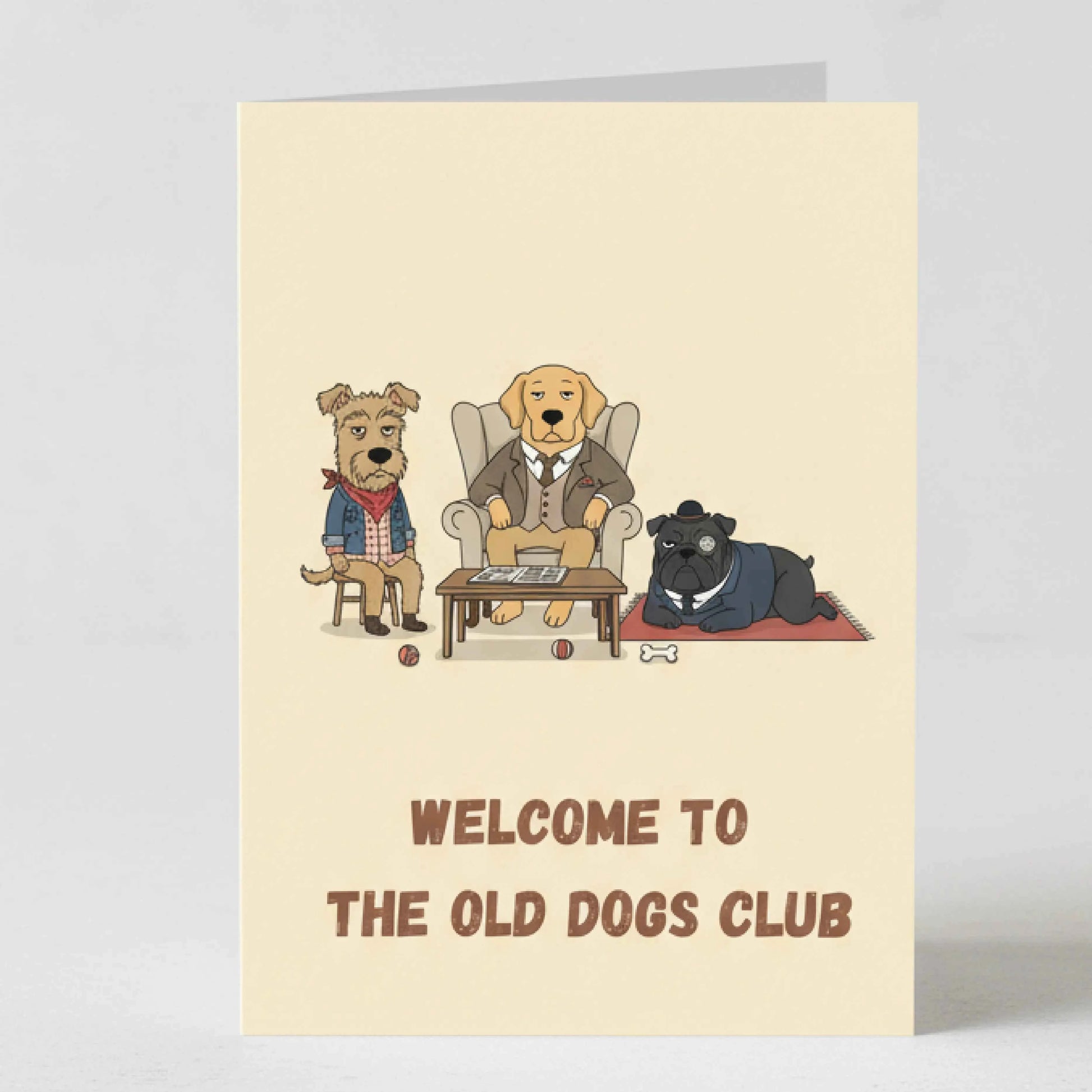Забавна картичка за рожден ден на английски "Old Dogs Club" - За мъж