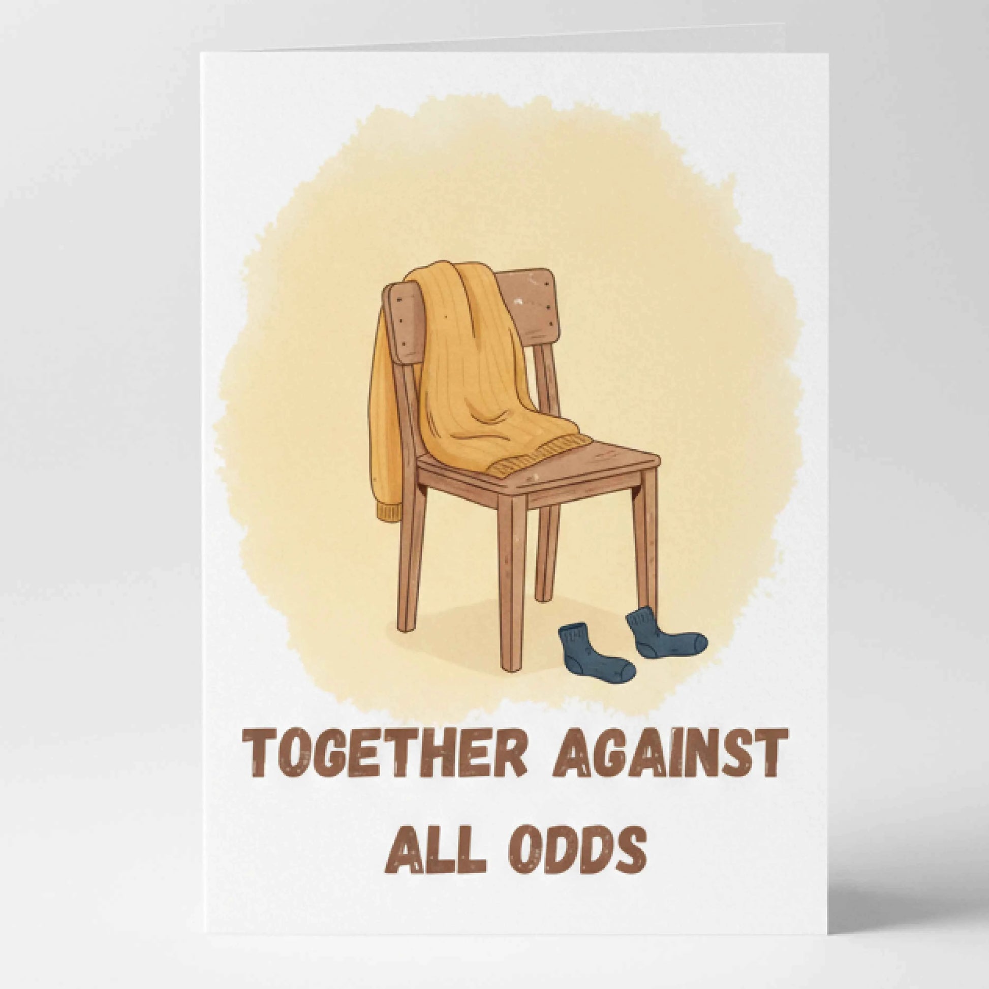 Забавна любовна картичка на английски "Together against all odds" - За съвместен живот