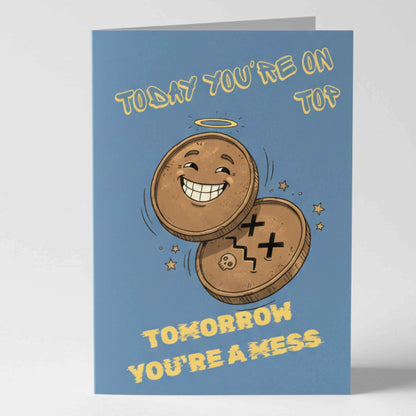 Забавна парти картичка на английски "Today you're on top" - За рожден ден